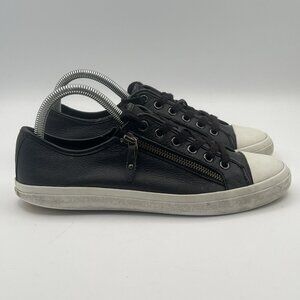 Coach Empire Zipper Black Leather Lace-Up & Zip Sneakers Size 8.5B